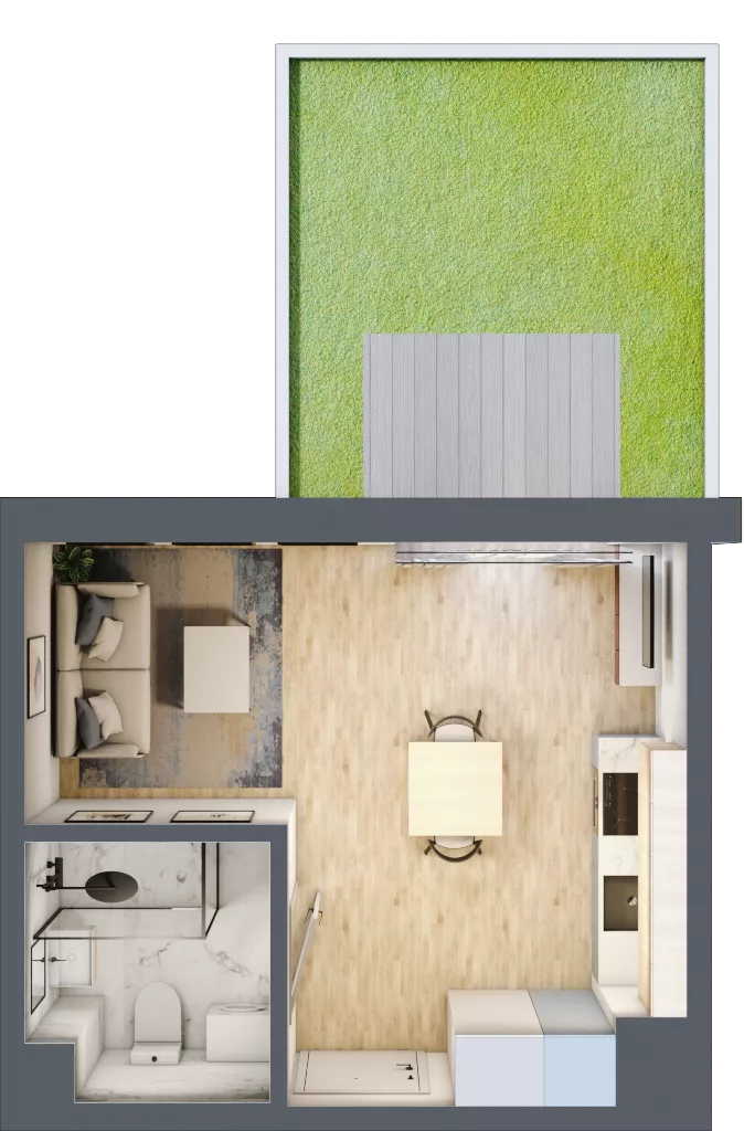 1 pokój, mieszkanie 25,21 m², parter, oferta nr D/81, Metro Zachód 8 bud. B i D, Warszawa, Bemowo, Chrzanów, ul. Szeligowska