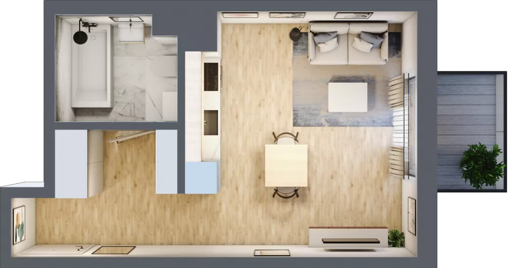 1 pokój, mieszkanie 30,55 m², piętro 2, oferta nr D/55, Metro Zachód 8 bud. B i D, Warszawa, Bemowo, Chrzanów, ul. Szeligowska