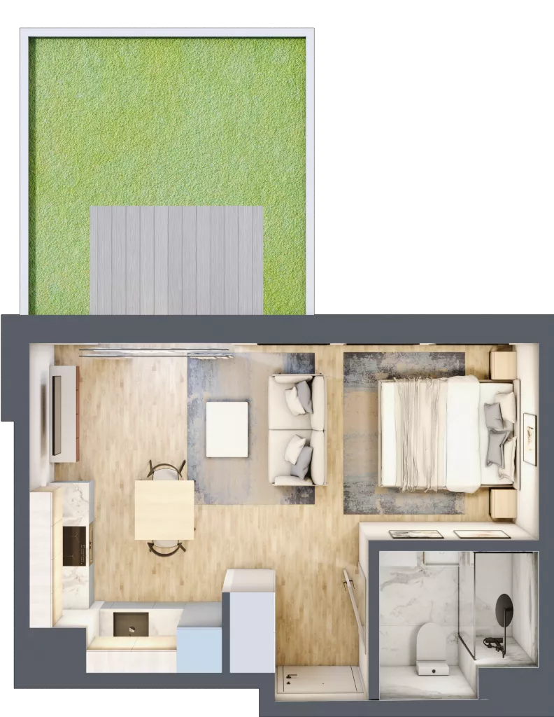 1 pokój, mieszkanie 29,37 m², parter, oferta nr D/42, Metro Zachód 8 bud. B i D, Warszawa, Bemowo, Chrzanów, ul. Szeligowska