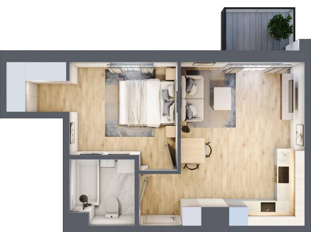 2 pokoje, mieszkanie 40,71 m², piętro 4, oferta nr D/71, Metro Zachód 8 bud. B i D, Warszawa, Bemowo, Chrzanów, ul. Szeligowska