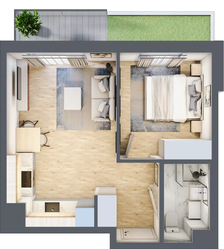 2 pokoje, mieszkanie 35,44 m², parter, oferta nr D/3, Metro Zachód 8 bud. B i D, Warszawa, Bemowo, Chrzanów, ul. Szeligowska
