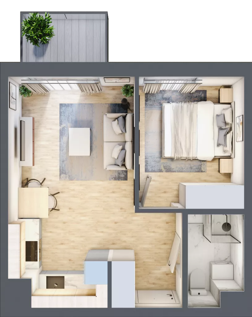 2 pokoje, mieszkanie 34,28 m², piętro 1, oferta nr D/12, Metro Zachód 8 bud. B i D, Warszawa, Bemowo, Chrzanów, ul. Szeligowska