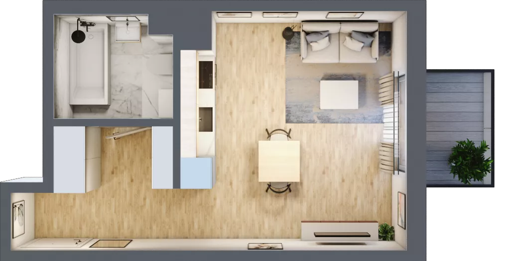 1 pokój, mieszkanie 30,55 m², piętro 1, oferta nr D/46, Metro Zachód 8 bud. B i D, Warszawa, Bemowo, Chrzanów, ul. Szeligowska