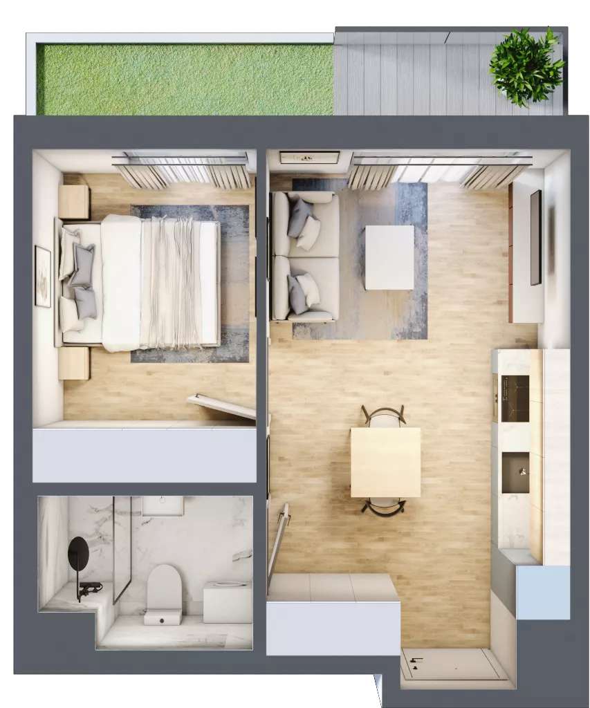 2 pokoje, mieszkanie 32,53 m², parter, oferta nr D/2, Metro Zachód 8 bud. B i D, Warszawa, Bemowo, Chrzanów, ul. Szeligowska