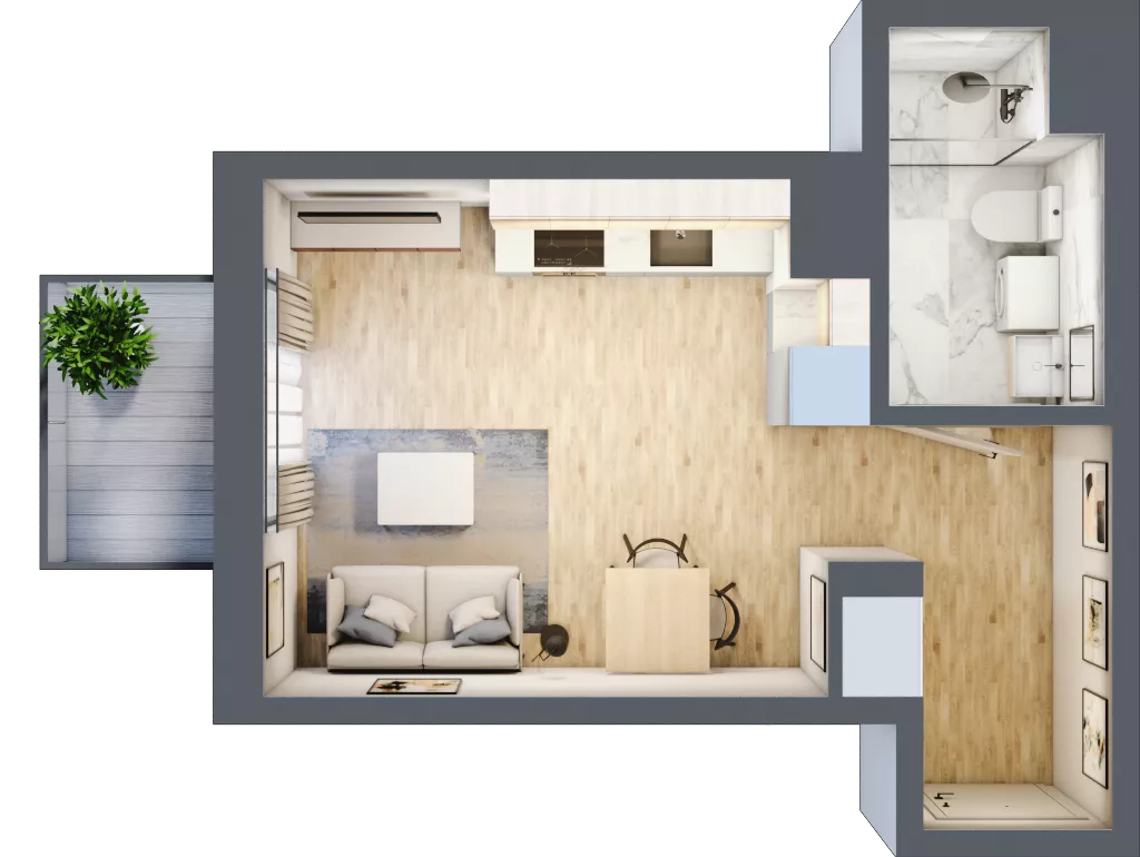 1 pokój, mieszkanie 26,48 m², piętro 2, oferta nr D/97, Metro Zachód 8 bud. B i D, Warszawa, Bemowo, Chrzanów, ul. Szeligowska