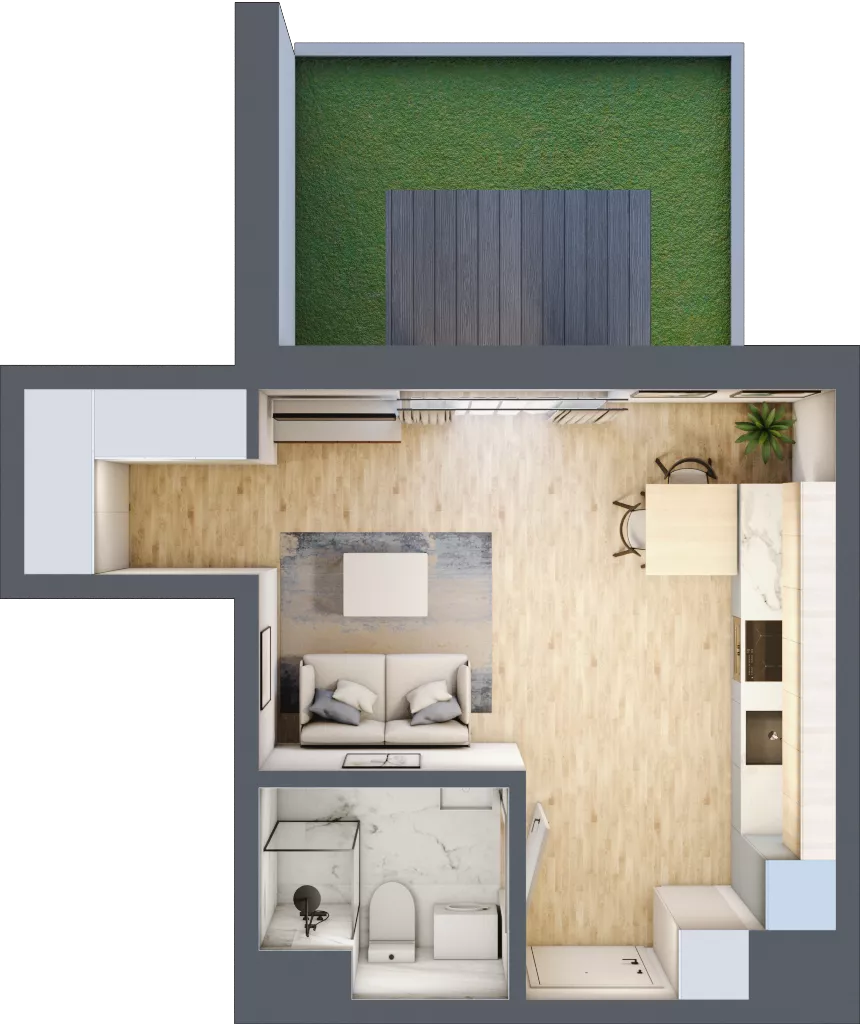 1 pokój, mieszkanie 27,83 m², parter, oferta nr D/43, Metro Zachód 8 bud. B i D, Warszawa, Bemowo, Chrzanów, ul. Szeligowska