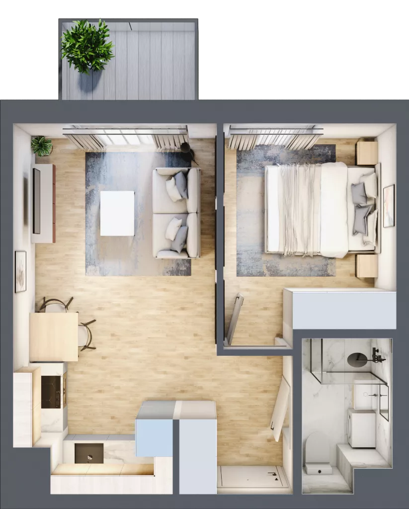 2 pokoje, mieszkanie 34,45 m², piętro 4, oferta nr D/76, Metro Zachód 8 bud. B i D, Warszawa, Bemowo, Chrzanów, ul. Szeligowska