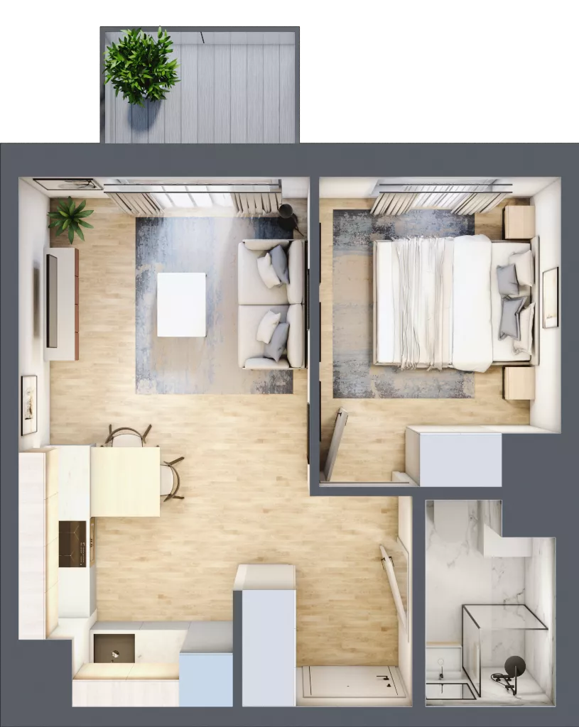 2 pokoje, mieszkanie 33,75 m², piętro 1, oferta nr D/48, Metro Zachód 8 bud. B i D, Warszawa, Bemowo, Chrzanów, ul. Szeligowska