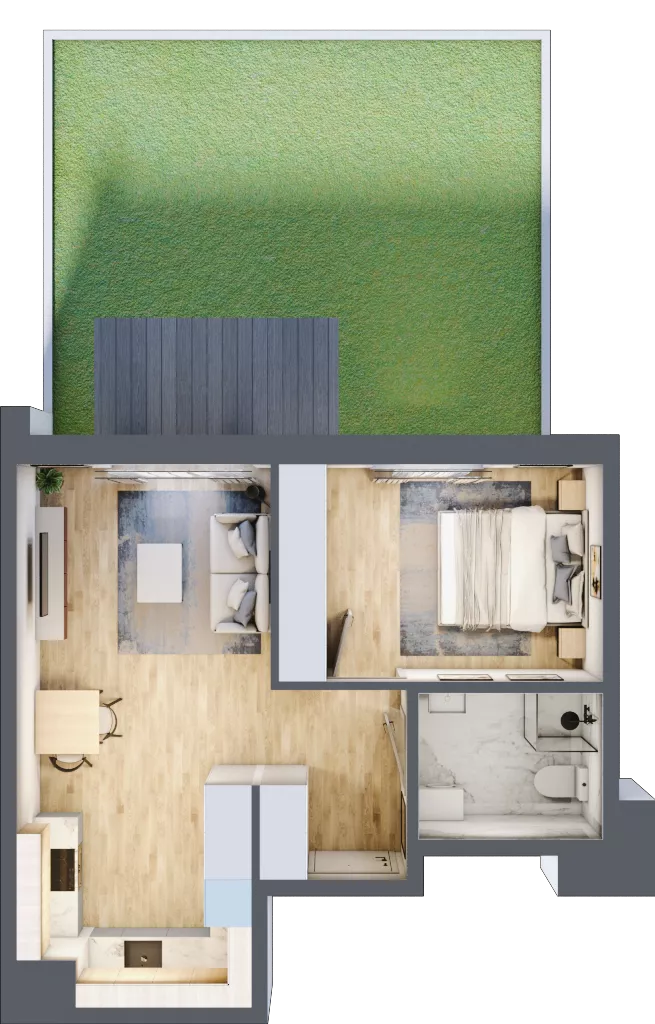 2 pokoje, mieszkanie 40,92 m², parter, oferta nr D/7, Metro Zachód 8 bud. B i D, Warszawa, Bemowo, Chrzanów, ul. Szeligowska
