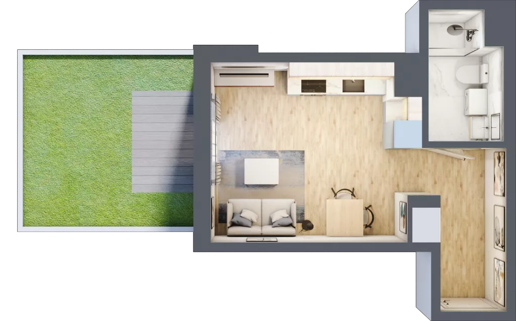 1 pokój, mieszkanie 27,18 m², parter, oferta nr D/82, Metro Zachód 8 bud. B i D, Warszawa, Bemowo, Chrzanów, ul. Szeligowska