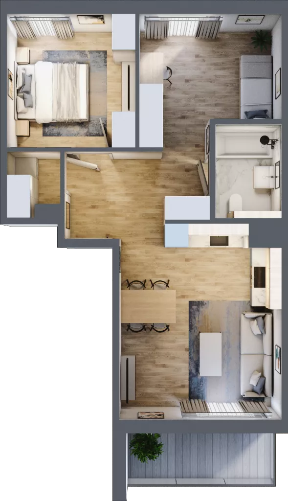 2 pokoje, mieszkanie 56,74 m², piętro 1, oferta nr A/4, Osiedle Wilno 8, Warszawa, Targówek, Elsnerów, ul. Bukowiecka