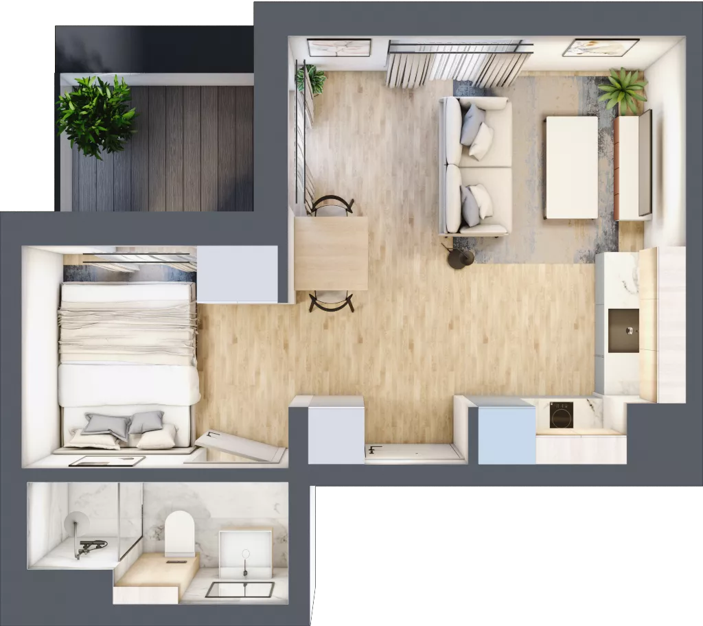1 pokój, mieszkanie 27,75 m², piętro 2, oferta nr A/6, Osiedle Wilno 8, Warszawa, Targówek, Elsnerów, ul. Bukowiecka