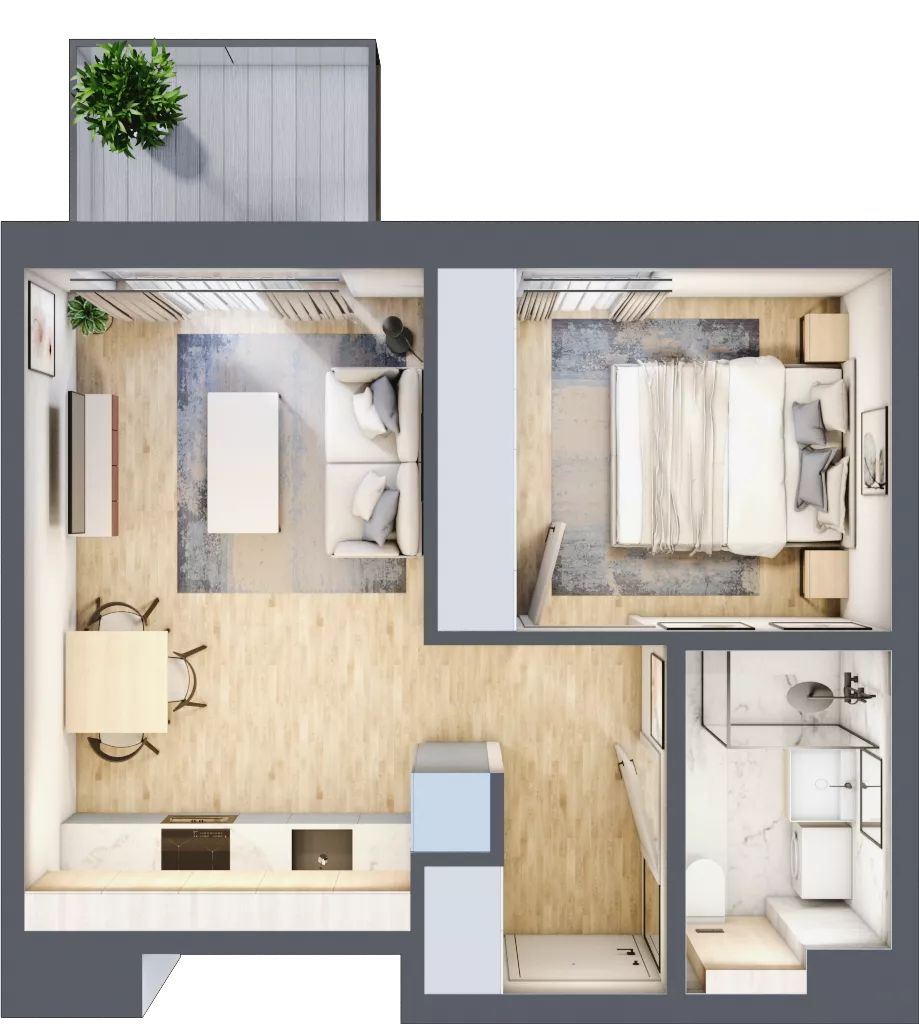 2 pokoje, mieszkanie 32,68 m², piętro 3, oferta nr A/53, Osiedle Wilno 8, Warszawa, Targówek, Elsnerów, ul. Bukowiecka