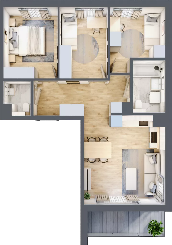 4 pokoje, mieszkanie 65,22 m², piętro 2, oferta nr A/50, Osiedle Wilno 8, Warszawa, Targówek, Elsnerów, ul. Bukowiecka