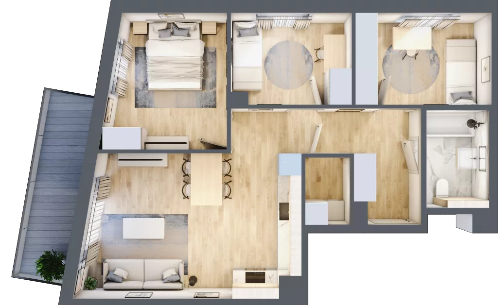 4 pokoje, mieszkanie 68,48 m², piętro 1, oferta nr A/3, Osiedle Wilno 8, Warszawa, Targówek, Elsnerów, ul. Bukowiecka