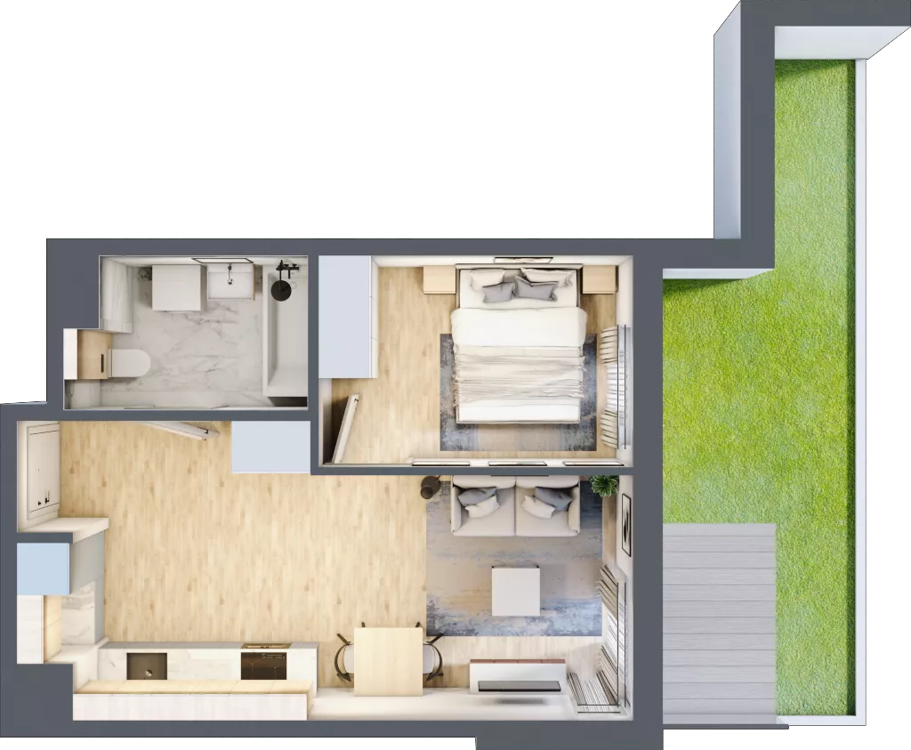 2 pokoje, mieszkanie 37,44 m², parter, oferta nr A/4, Osiedle Urbino 4, Warszawa, Włochy, Raków, ul. Szybka
