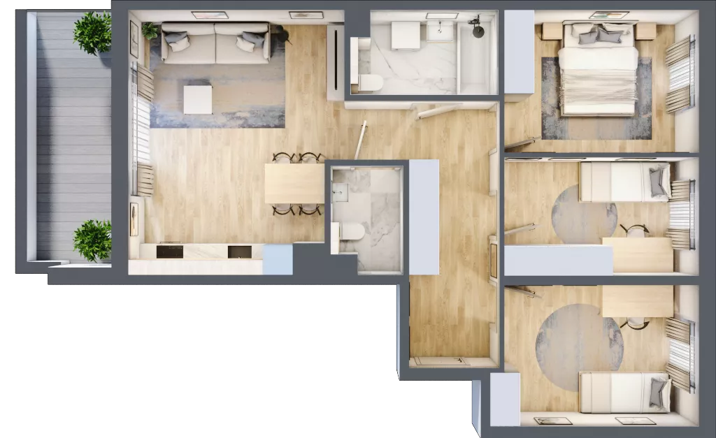 4 pokoje, mieszkanie 78,61 m², piętro 3, oferta nr A/17, Osiedle Urbino 4, Warszawa, Włochy, Raków, ul. Szybka