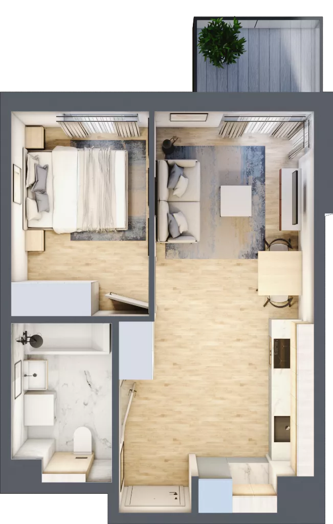 2 pokoje, mieszkanie 37,55 m², piętro 3, oferta nr A/21, Osiedle Urbino 4, Warszawa, Włochy, Raków, ul. Szybka