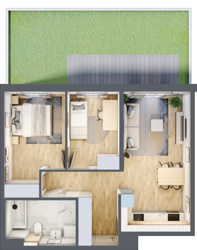 3 pokoje, mieszkanie 59,37 m², parter, oferta nr A/37, Osiedle Urbino 4, Warszawa, Włochy, Raków, ul. Szybka