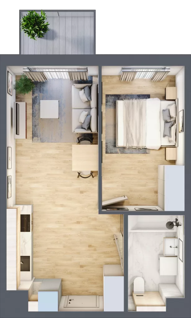 2 pokoje, mieszkanie 40,41 m², piętro 4, oferta nr B/26, Osiedle Urbino 4, Warszawa, Włochy, Raków, ul. Szybka