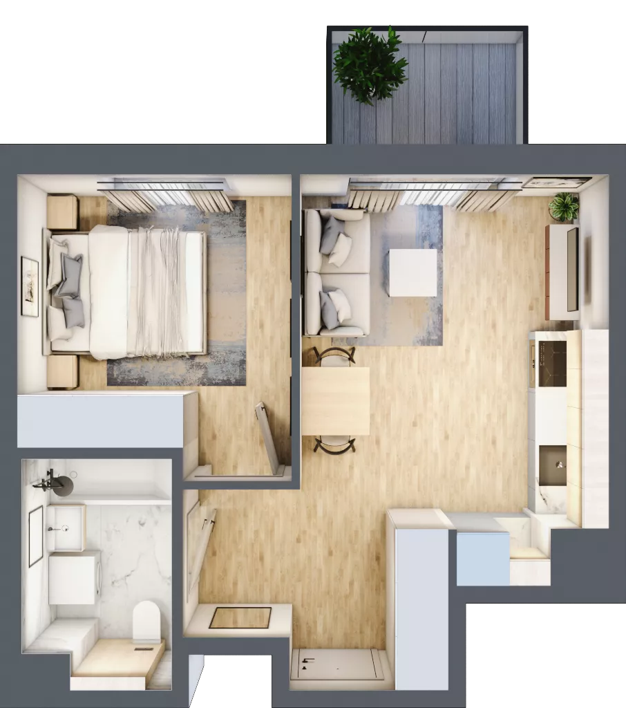 2 pokoje, mieszkanie 36,49 m², piętro 4, oferta nr B/28, Osiedle Urbino 4, Warszawa, Włochy, Raków, ul. Szybka