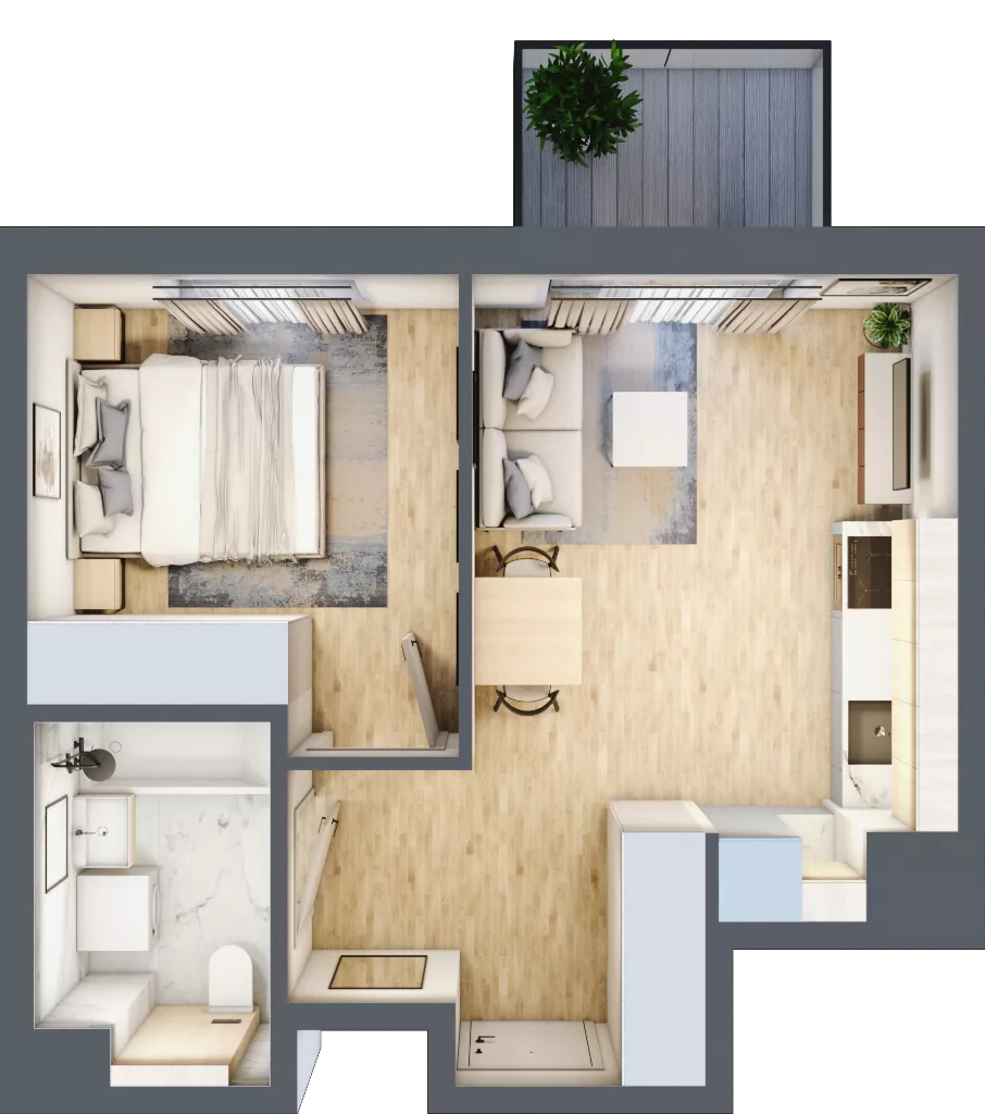 2 pokoje, mieszkanie 36,49 m², piętro 5, oferta nr B/34, Osiedle Urbino 4, Warszawa, Włochy, Raków, ul. Szybka