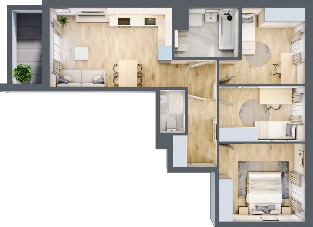 4 pokoje, mieszkanie 69,72 m², piętro 3, oferta nr B/49, Osiedle Urbino 4, Warszawa, Włochy, Raków, ul. Szybka