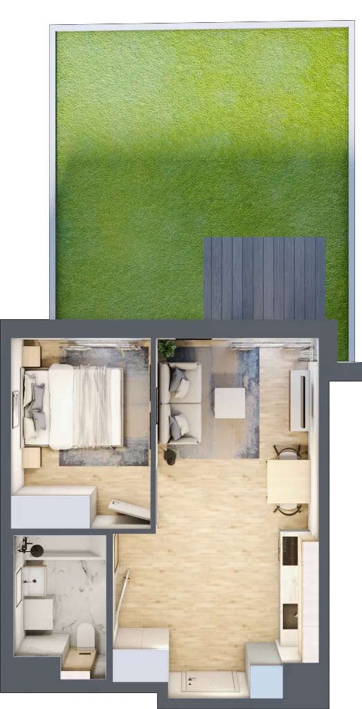 2 pokoje, mieszkanie 37,13 m², parter, oferta nr B/5, Osiedle Urbino 4, Warszawa, Włochy, Raków, ul. Szybka