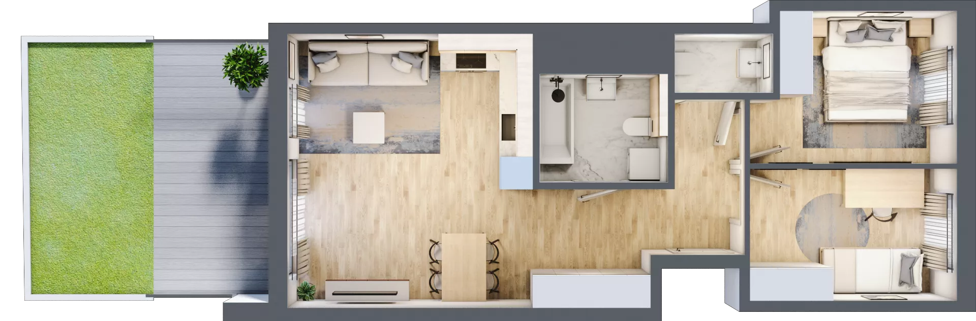 3 pokoje, mieszkanie 59,51 m², parter, oferta nr B/1, Osiedle Urbino 4, Warszawa, Włochy, Raków, ul. Szybka