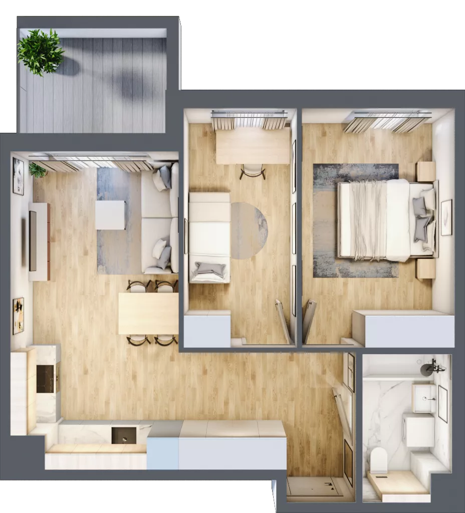 3 pokoje, mieszkanie 57,20 m², piętro 4, oferta nr B/55, Osiedle Urbino 4, Warszawa, Włochy, Raków, ul. Szybka