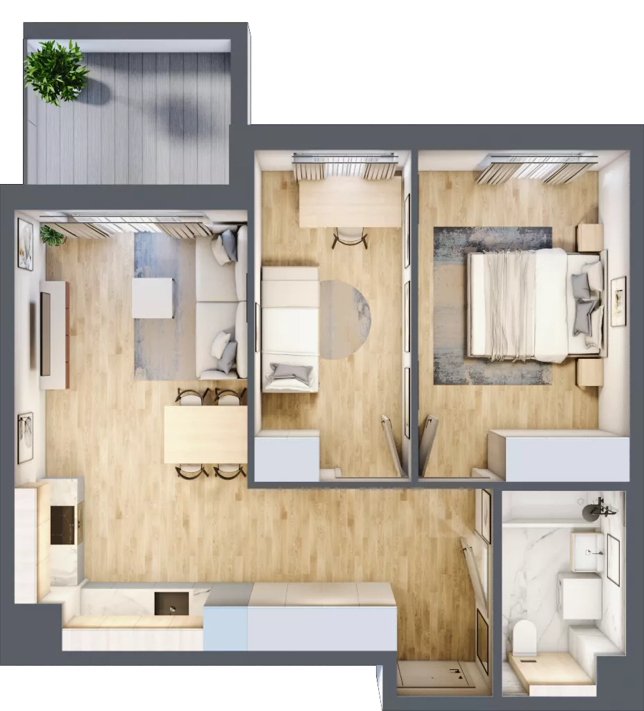3 pokoje, mieszkanie 57,20 m², piętro 5, oferta nr B/59, Osiedle Urbino 4, Warszawa, Włochy, Raków, ul. Szybka