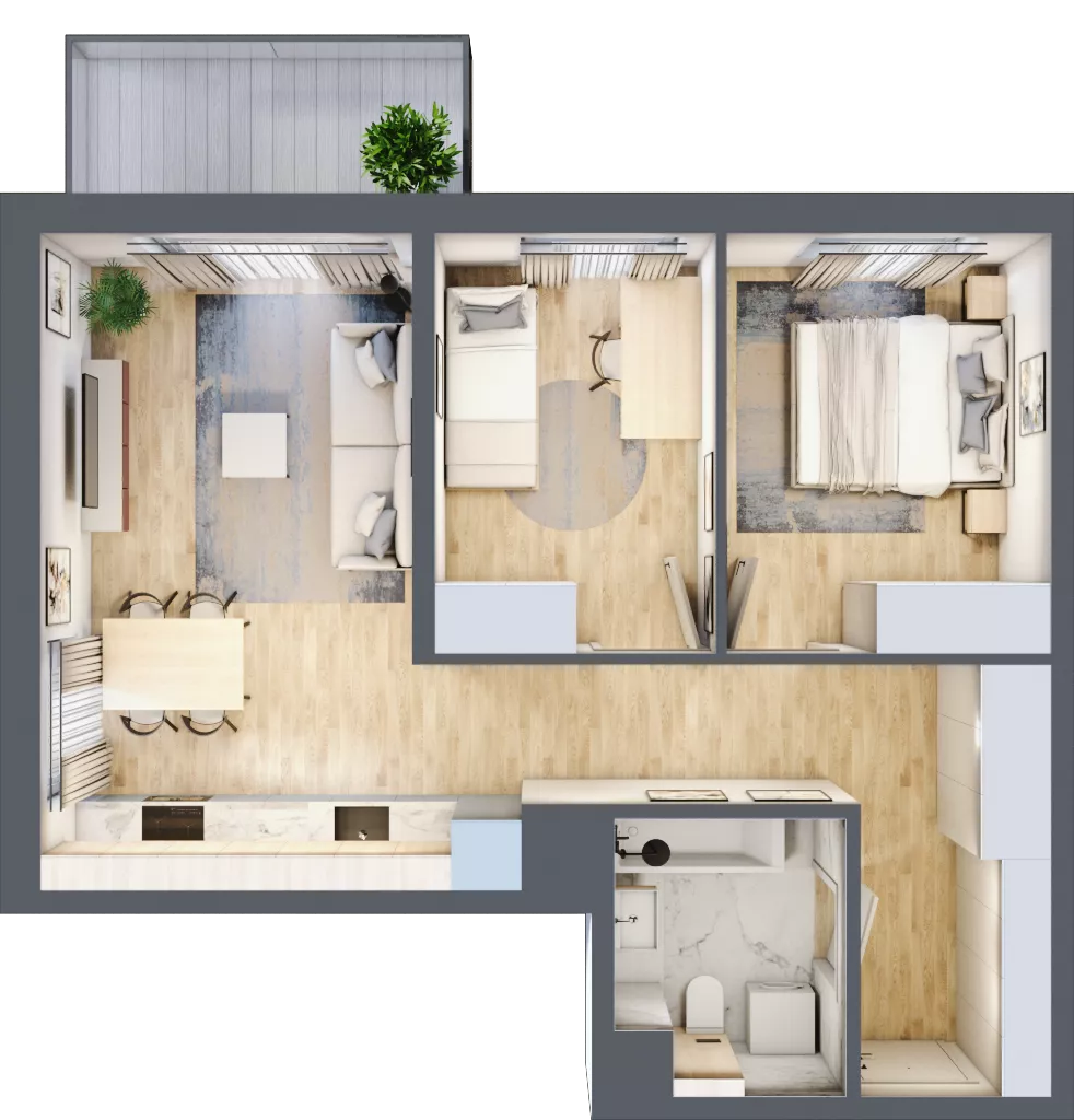 3 pokoje, mieszkanie 55,46 m², piętro 1, oferta nr B/9, Osiedle Urbino 4, Warszawa, Włochy, Raków, ul. Szybka