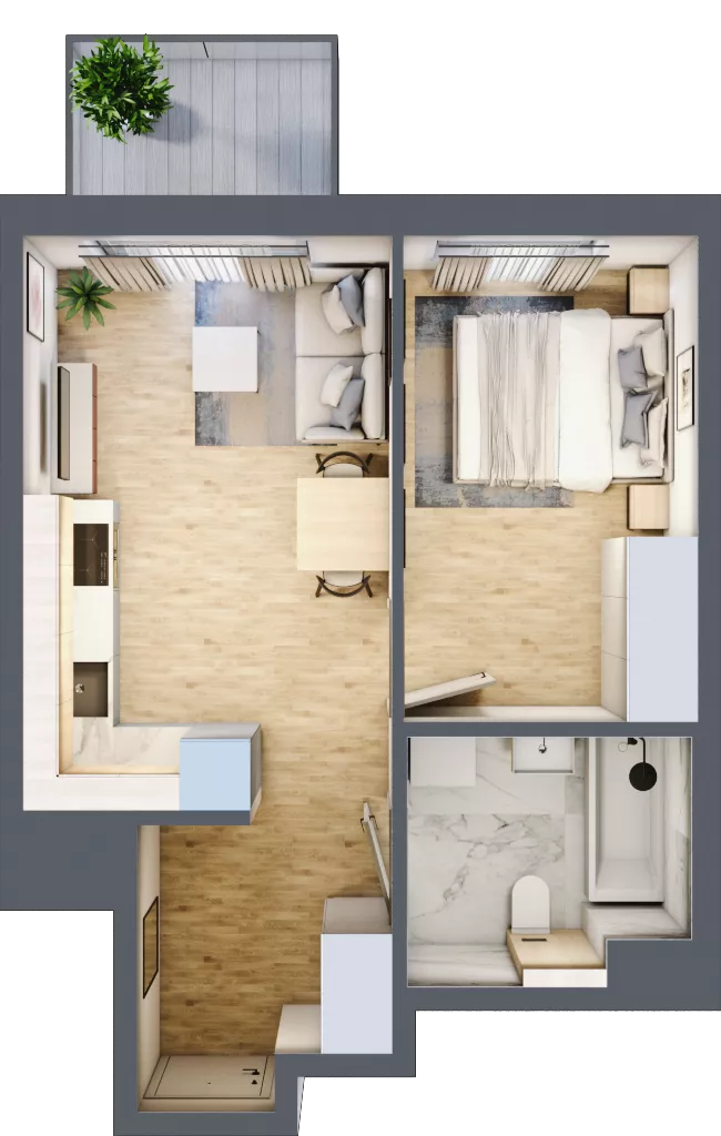 2 pokoje, mieszkanie 37,37 m², piętro 2, oferta nr B/46, Osiedle Urbino 4, Warszawa, Włochy, Raków, ul. Szybka