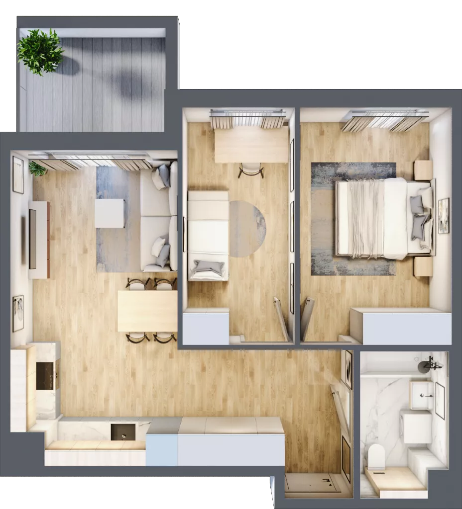 3 pokoje, mieszkanie 57,20 m², piętro 1, oferta nr B/43, Osiedle Urbino 4, Warszawa, Włochy, Raków, ul. Szybka