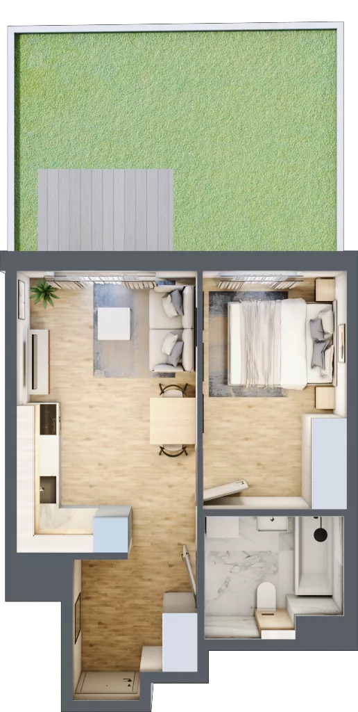 2 pokoje, mieszkanie 37,31 m², parter, oferta nr B/38, Osiedle Urbino 4, Warszawa, Włochy, Raków, ul. Szybka
