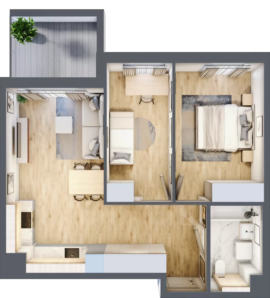 3 pokoje, mieszkanie 57,20 m², piętro 3, oferta nr B/51, Osiedle Urbino 4, Warszawa, Włochy, Raków, ul. Szybka