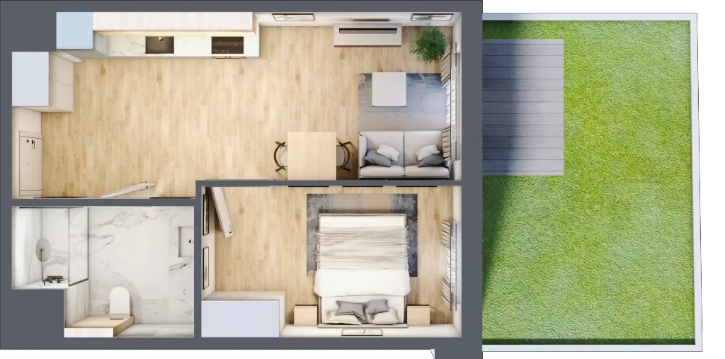 2 pokoje, mieszkanie 39,83 m², parter, oferta nr B/2, Osiedle Urbino 4, Warszawa, Włochy, Raków, ul. Szybka