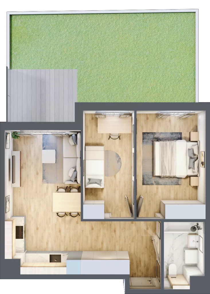 3 pokoje, mieszkanie 57,08 m², parter, oferta nr B/39, Osiedle Urbino 4, Warszawa, Włochy, Raków, ul. Szybka