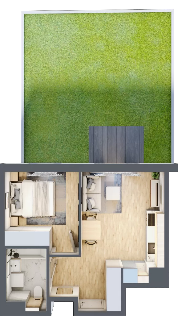 2 pokoje, mieszkanie 36,36 m², parter, oferta nr B/4, Osiedle Urbino 4, Warszawa, Włochy, Raków, ul. Szybka