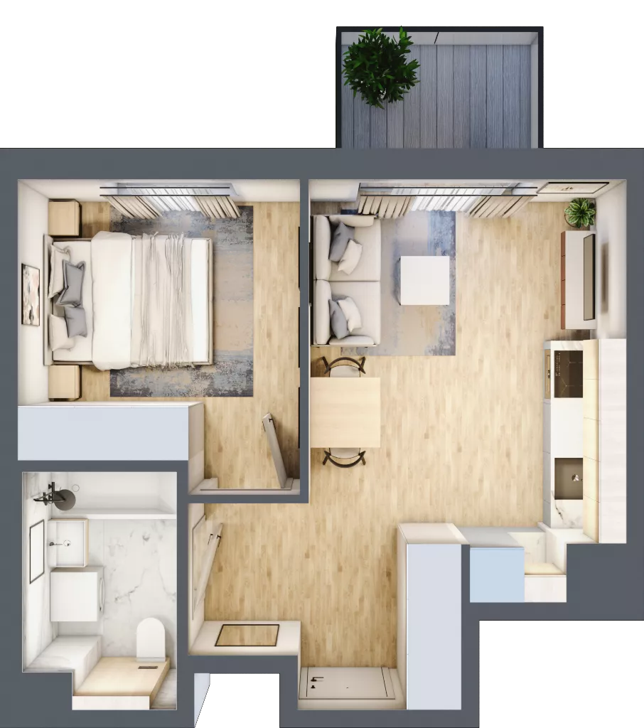 2 pokoje, mieszkanie 36,49 m², piętro 1, oferta nr B/10, Osiedle Urbino 4, Warszawa, Włochy, Raków, ul. Szybka