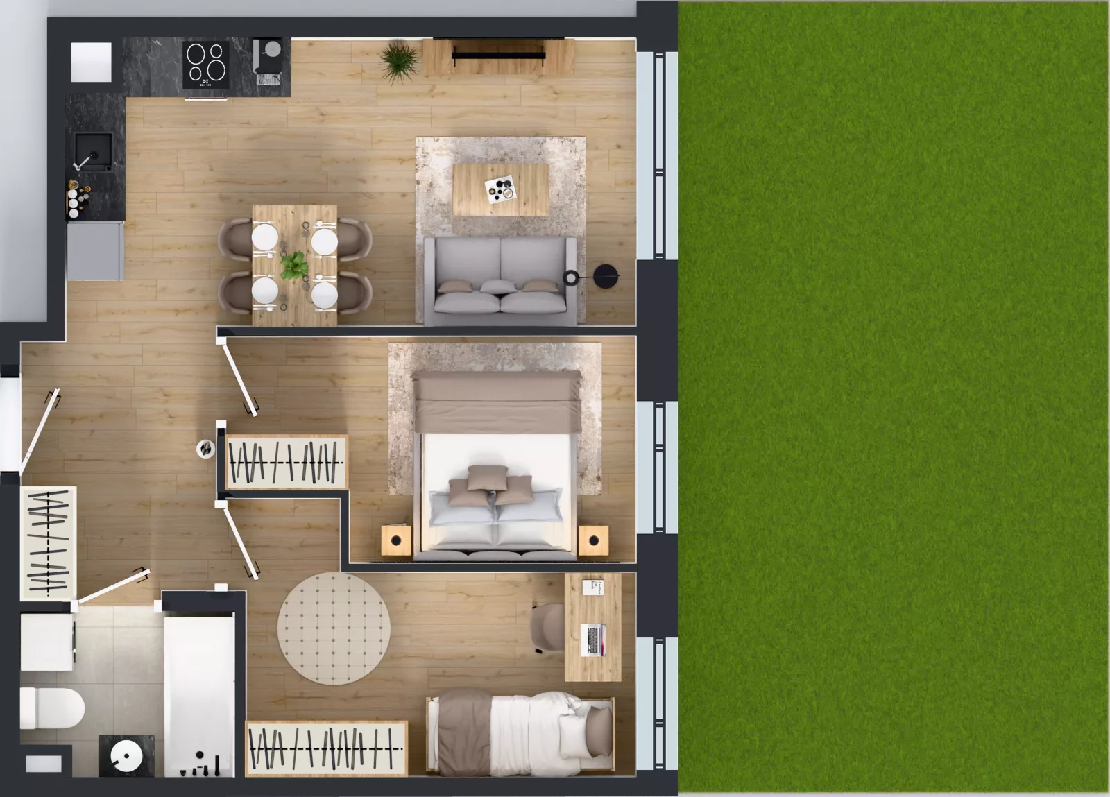 3 pokoje, mieszkanie 47,65 m², parter, oferta nr A/125, Olchowy Park 3, Warszawa, Białołęka, Kobiałka, ul. Marii Callas 20, 20A