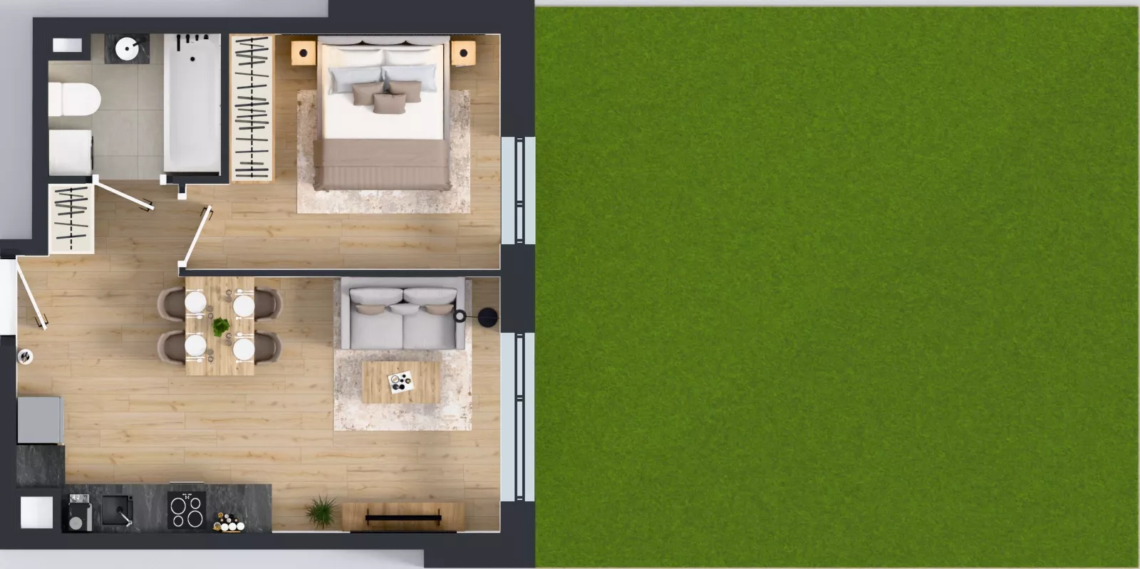2 pokoje, mieszkanie 38,77 m², parter, oferta nr B/27, Olchowy Park 3, Warszawa, Białołęka, Kobiałka, ul. Marii Callas 20, 20A