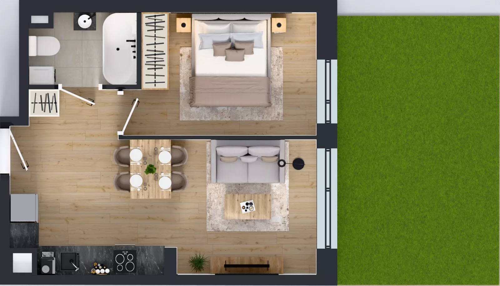 2 pokoje, mieszkanie 36,30 m², parter, oferta nr B/40, Olchowy Park 3, Warszawa, Białołęka, Kobiałka, ul. Marii Callas 20, 20A