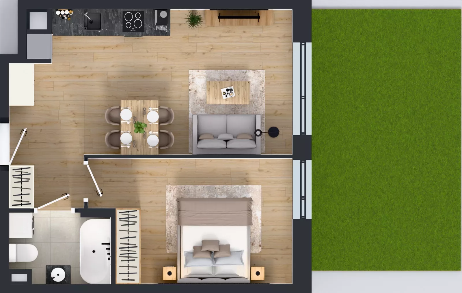 2 pokoje, mieszkanie 41,92 m², parter, oferta nr B/41, Olchowy Park 3, Warszawa, Białołęka, Kobiałka, ul. Marii Callas 20, 20A
