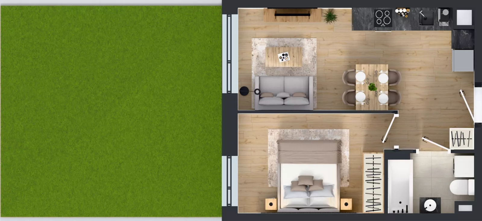 2 pokoje, mieszkanie 36,26 m², parter, oferta nr B/46, Olchowy Park 3, Warszawa, Białołęka, Kobiałka, ul. Marii Callas 20, 20A
