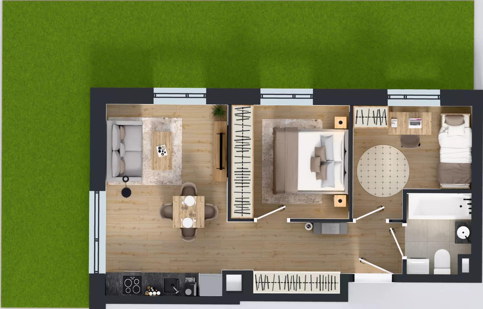 3 pokoje, mieszkanie 45,61 m², parter, oferta nr A/86, Olchowy Park 3, Warszawa, Białołęka, Kobiałka, ul. Marii Callas 20, 20A