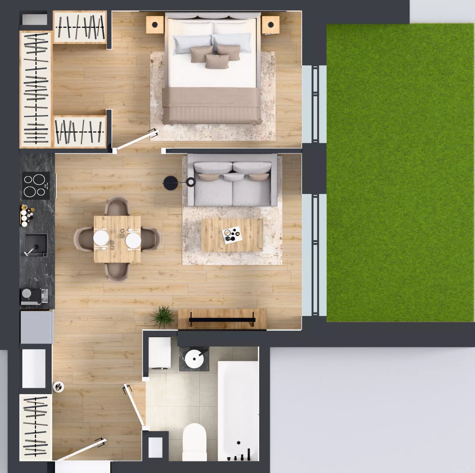 2 pokoje, mieszkanie 37,48 m², parter, oferta nr B/16, Olchowy Park 3, Warszawa, Białołęka, Kobiałka, ul. Marii Callas 20, 20A