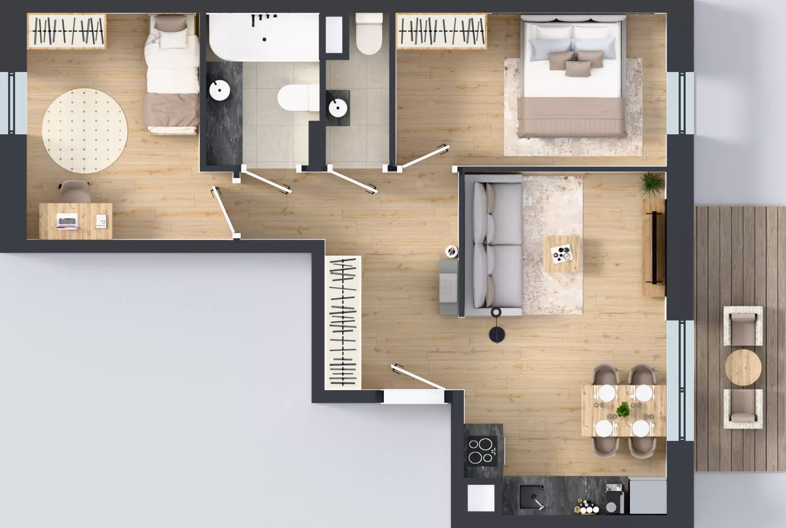 3 pokoje, mieszkanie 57,04 m², piętro 2, oferta nr III/53, Neo Nova Ochota 3, Warszawa, Włochy, Raków, ul. Wojciecha Opackiego 4A