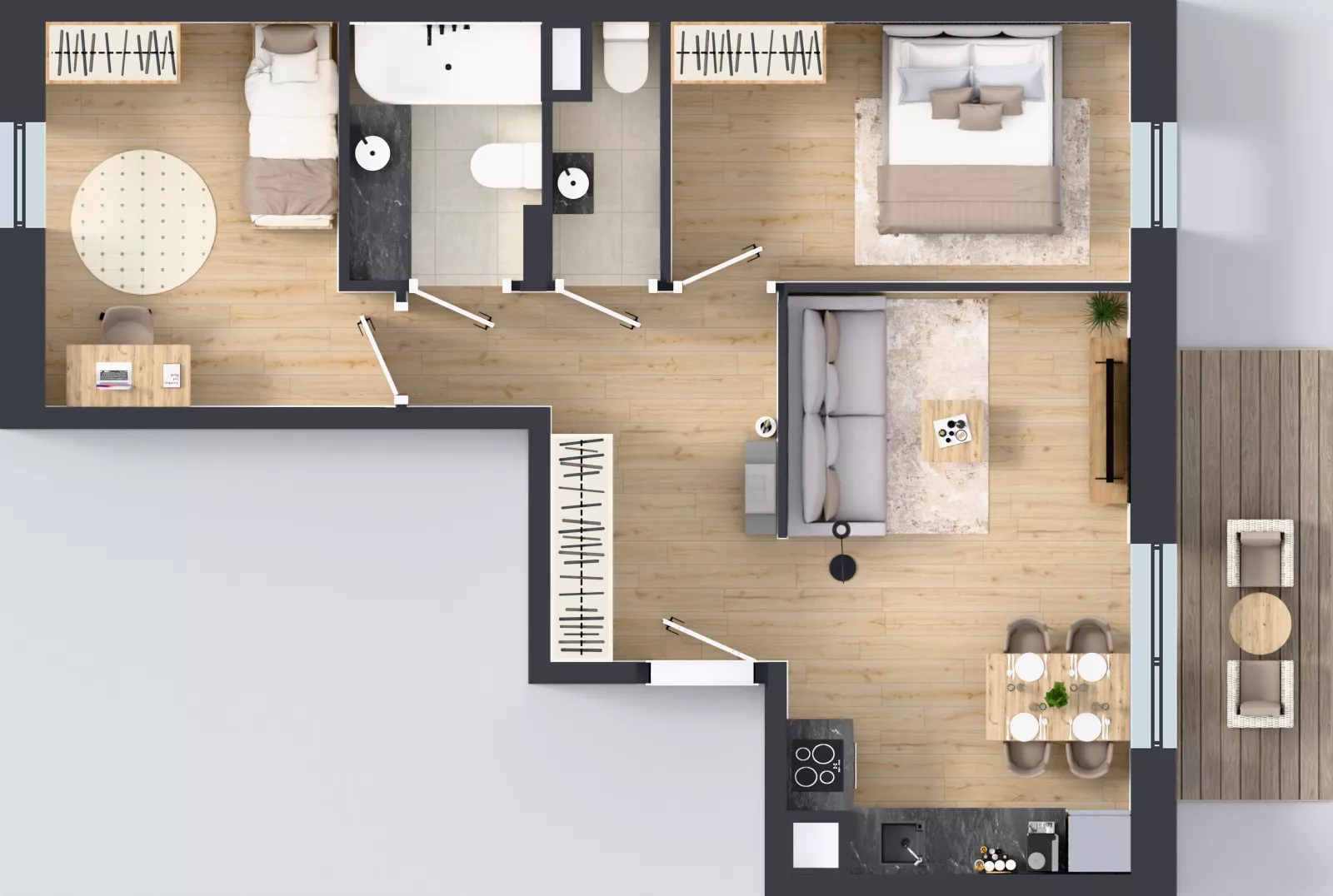 3 pokoje, mieszkanie 57,04 m², piętro 5, oferta nr III/65, Neo Nova Ochota 3, Warszawa, Włochy, Raków, ul. Wojciecha Opackiego 4A