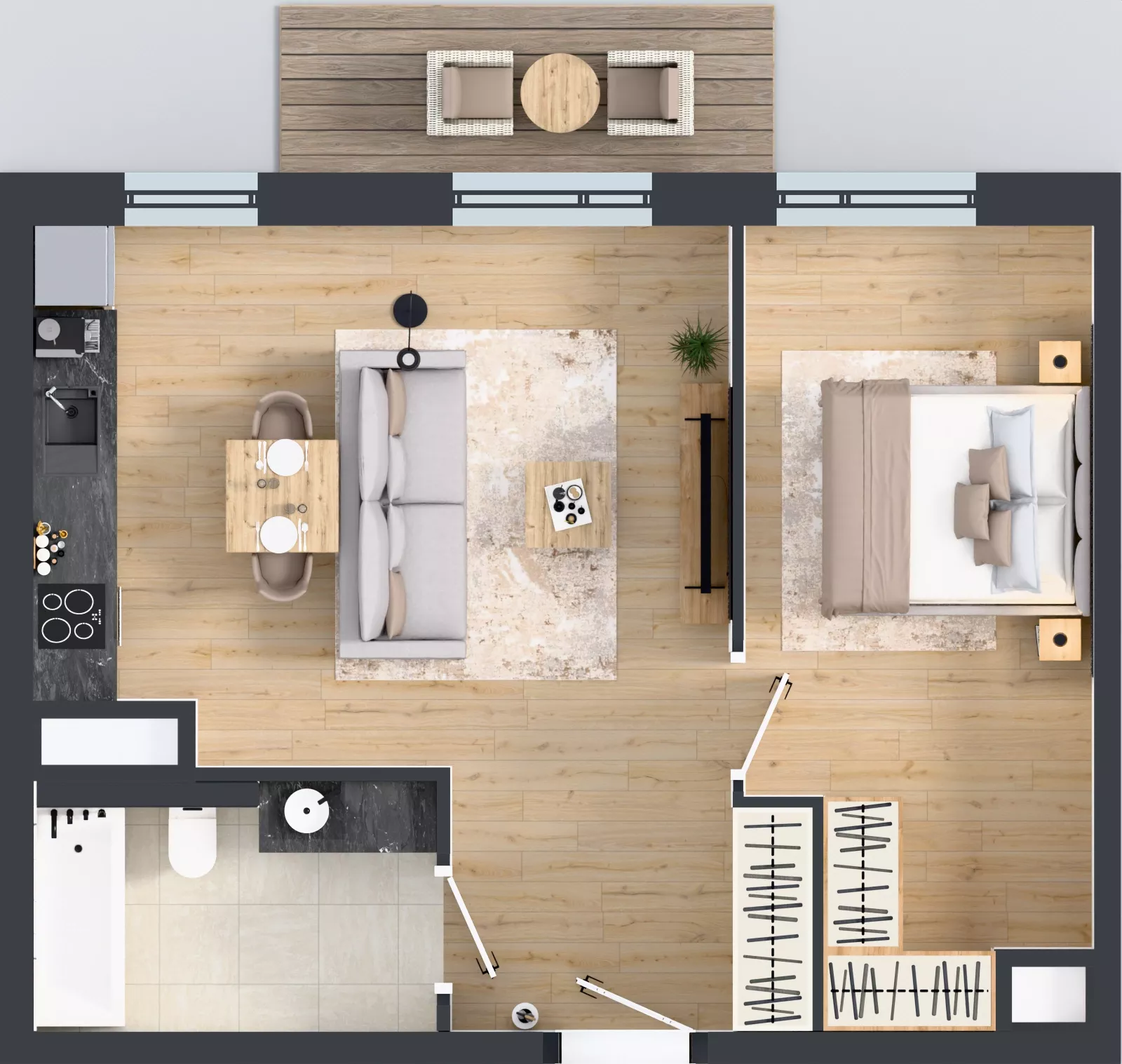 2 pokoje, mieszkanie 46,39 m², piętro 7, oferta nr 43, MISTA Kraków, Kraków, Mistrzejowice, ul. Mistrzejowicka